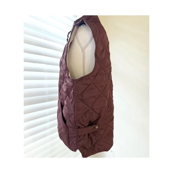 J. Crew Quilted Vest in Burgundy and Tan - Picture 3 of 7
